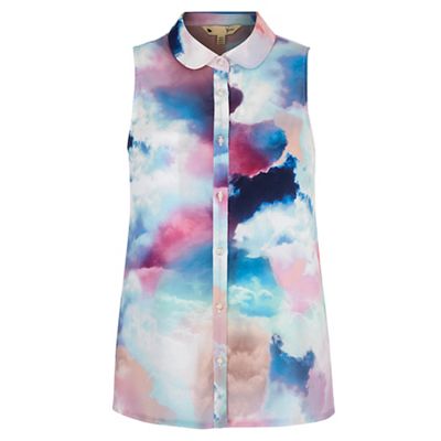 Yumi Multicoloured Cloud Print Sleeveless Blouse